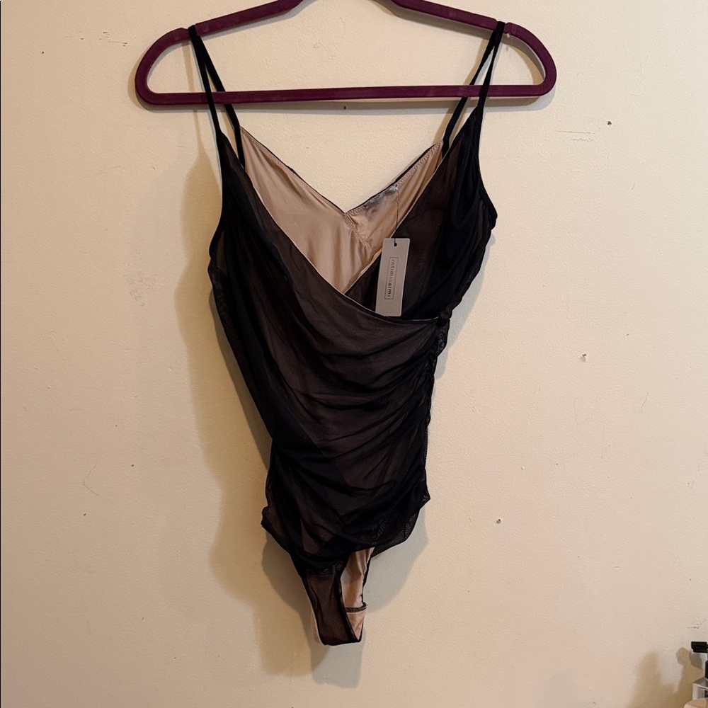 intimissimi Sheer Black Chemise with Nude Lining